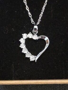 Classic Sterling Silver Heart Pendant Necklace.